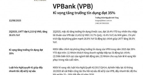 Tín dụng đã tăng gần 20%, VPBank được kỳ vọng cả năm đạt tới 35%