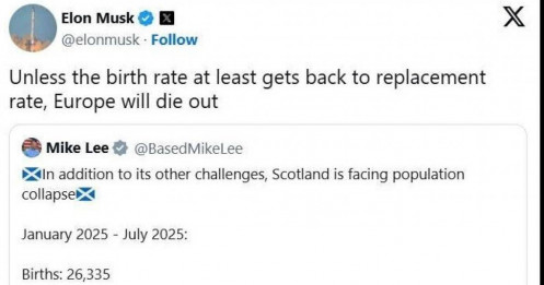 Elon Musk cảnh báo toàn bộ châu Âu sẽ ‘biến mất’