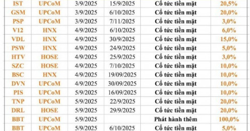 13 DN sắp trả cổ tức bằng tiền mặt, cao nhất 20,5%