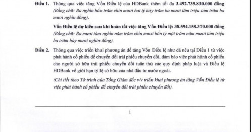 HDBank sẽ tăng vốn điều lệ thêm gần 3.500 tỷ đồng