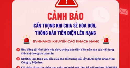 EVNHANOI cảnh báo rủi ro khi đăng hóa đơn tiền điện lên mạng
