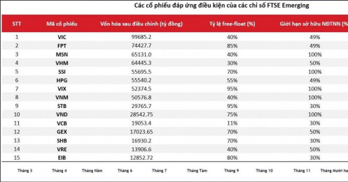 15 cổ phiếu sẽ được “săn đón” ngay khi quá trình nâng hạng chính thức bắt đầu