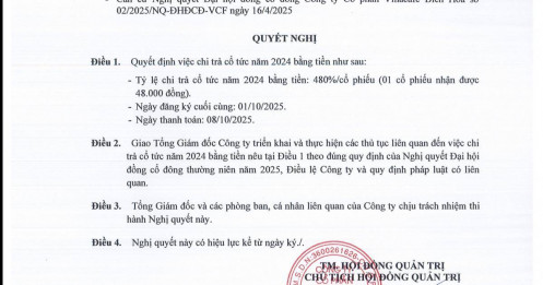 Một doanh nghiệp trên HoSE trả cổ tức "khủng" 48.000 đồng/cp cho cổ đông ngay đầu tháng 10