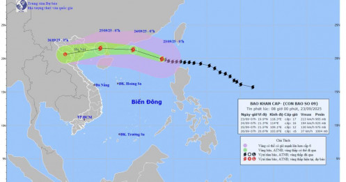 Siêu bão Ragasa vẫn giữ cường độ cấp 17, giật trên cấp 17 trong ngày hôm nay