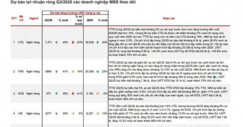 CTCK ước tính lợi nhuận quý 3/2025 của 60 doanh nghiệp "hot": Một "đại gia" xây dựng dự báo tăng 3.800%, loạt DN quen mặt bứt phá bằng lần