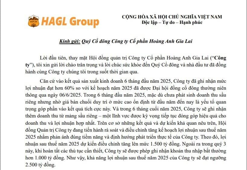 HAG muốn nâng kế hoạch lợi nhuận lên 1.500 tỷ đồng