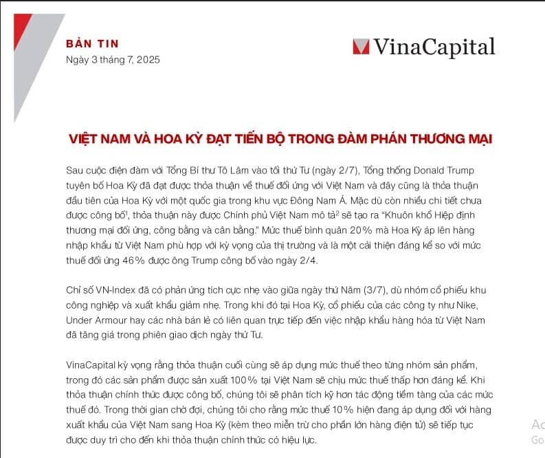 VinaCapital: "Chỉ cần thuế áp lên hàng Việt Nam không cao hơn 10% so với các nước khác, thì vẫn hút mạnh FDI"