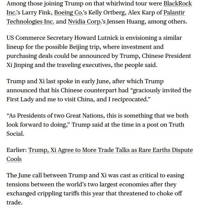 Ông Trump có thể sẽ tới thăm Trung Quốc với dàn CEO đình đám tháp tùng
