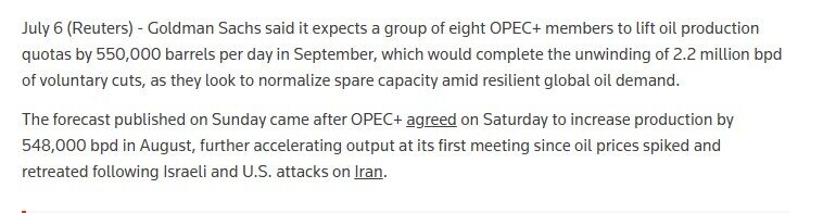 OPEC+ nâng sản lượng 550.000 thùng/ngày từ tháng 9