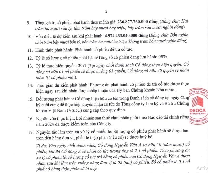 HHV chốt ngày đăng ký nhận cổ tức năm 2024 bằng cổ phiếu