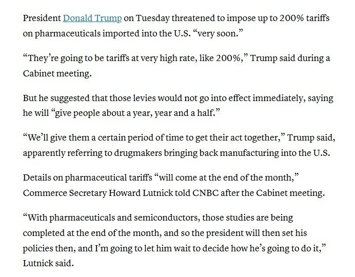 Ông Trump sắp áp thuế dược phẩm, có khả năng lên đến 200%