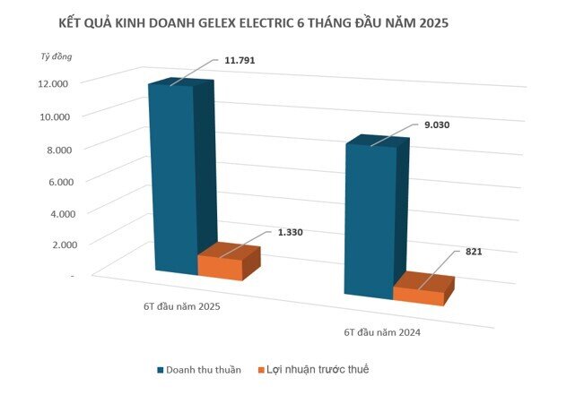 GELEX Electric lãi 1.330 tỷ đồng sau 6 tháng, mảng kinh doanh lõi lãi gấp 2.5 lần cùng kỳ