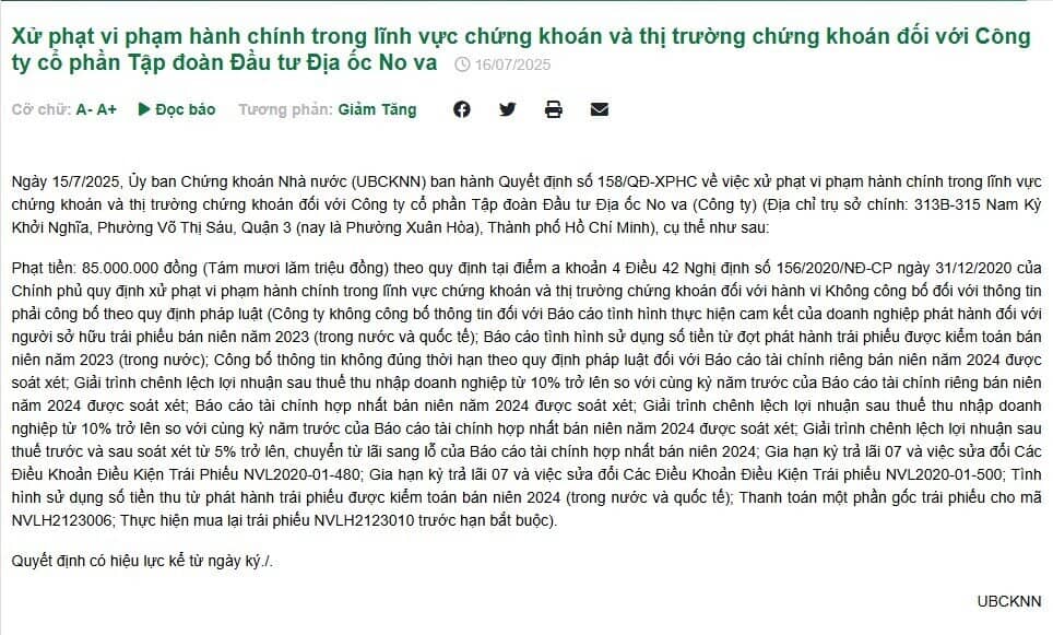 'Giấu' loạt thông tin về trái phiếu, Novaland bị phạt nặng