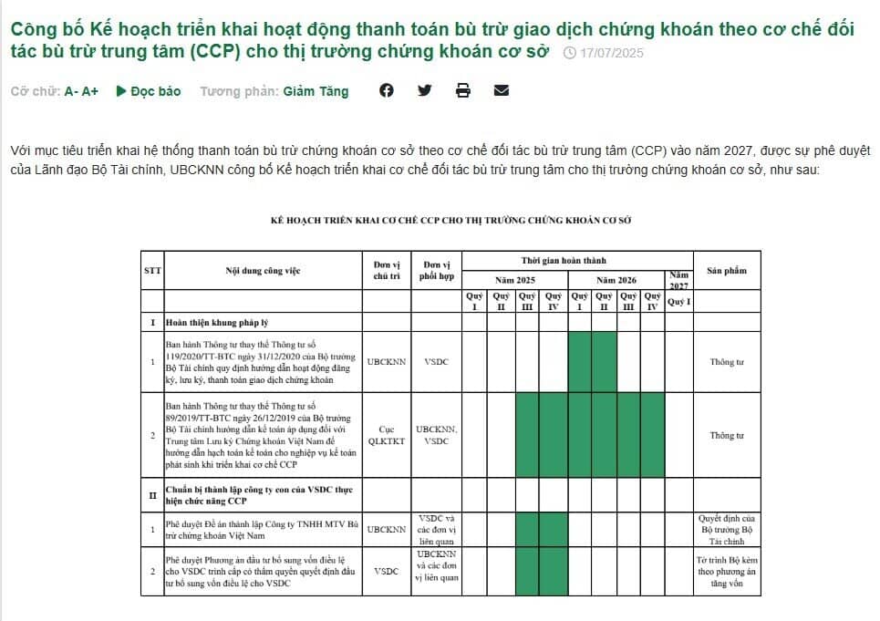 Công bố lộ trình triển khai CCP, quá trình nâng hạng tiến thêm một bước quan trọng