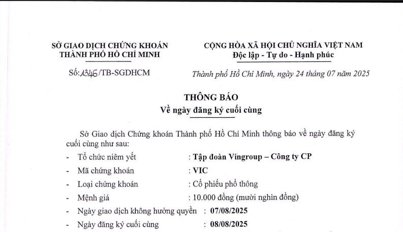 Vingroup muốn xin ý kiến cổ đông về một nội dung quan trọng