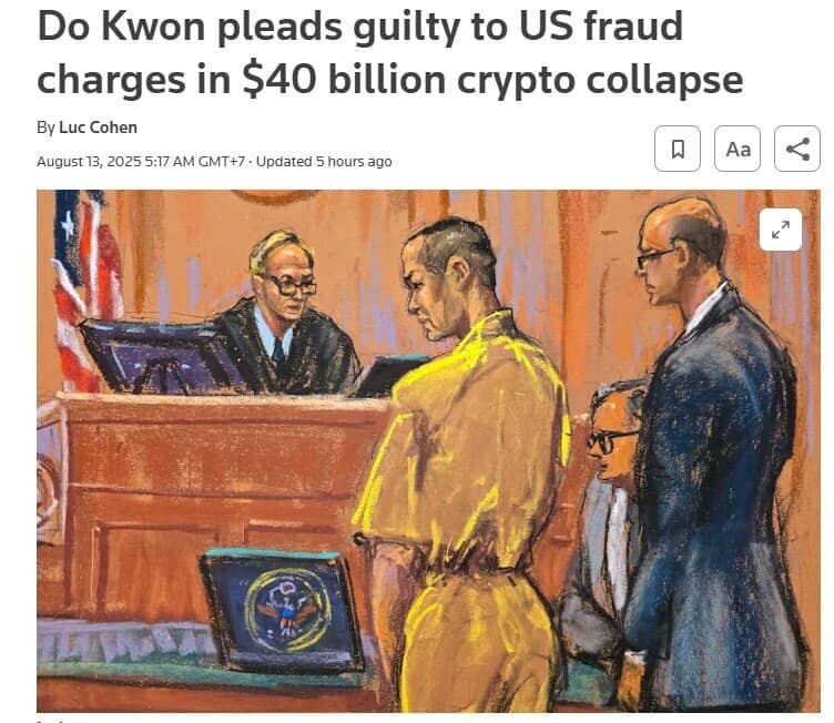 ‘Ông trùm’ Do Kwon nhận tội lừa đảo tại Mỹ trong vụ sụp đổ tiền ảo Luna 40 tỷ USD