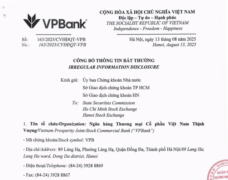 VPB giải tỏa gần 9,5 triệu cổ phiếu ESOP phát hành năm 2022