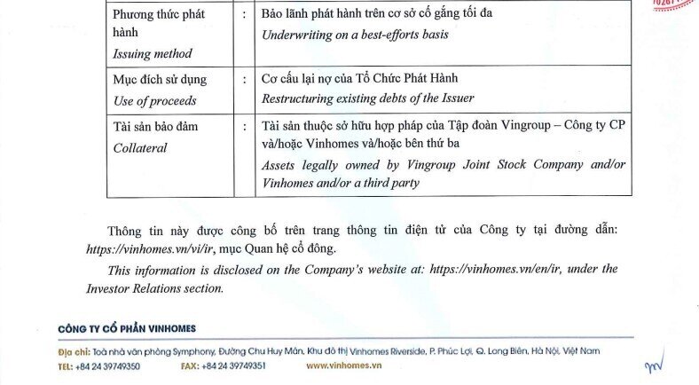Vinhomes thông qua kế hoạch phát hành trái phiếu tối đa 15.000 tỷ đồng