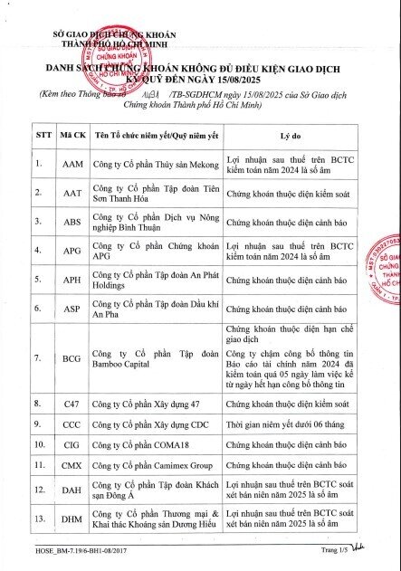 Danh sách cắt margin trên HSX nâng lên 65 mã với loạt tên 'hot' NVL, HAG, BCG...