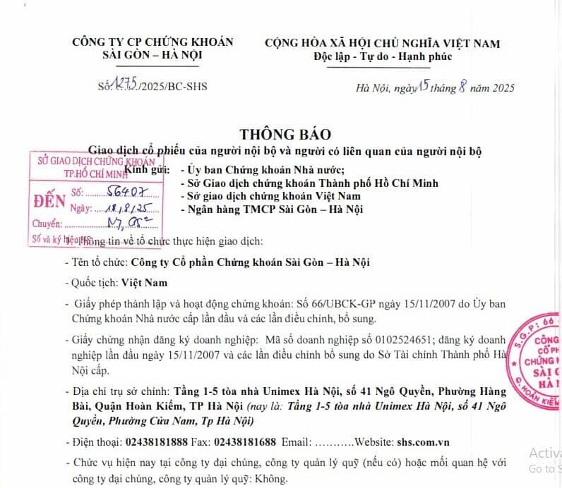 SHS đăng ký bán 20 triệu cổ phiếu SHB