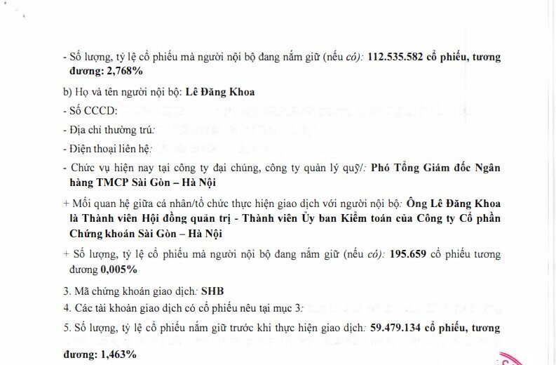 SHS đăng ký bán 20 triệu cổ phiếu SHB