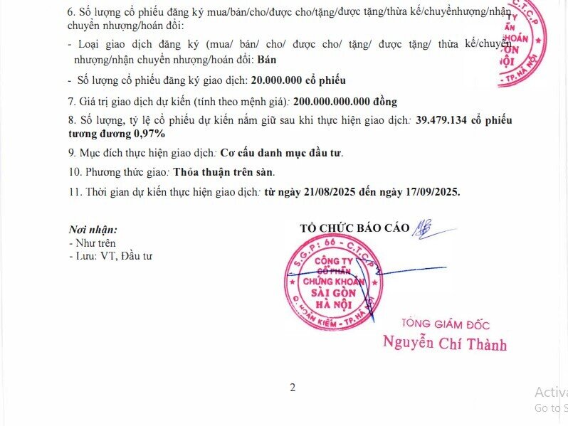 SHS đăng ký bán 20 triệu cổ phiếu SHB