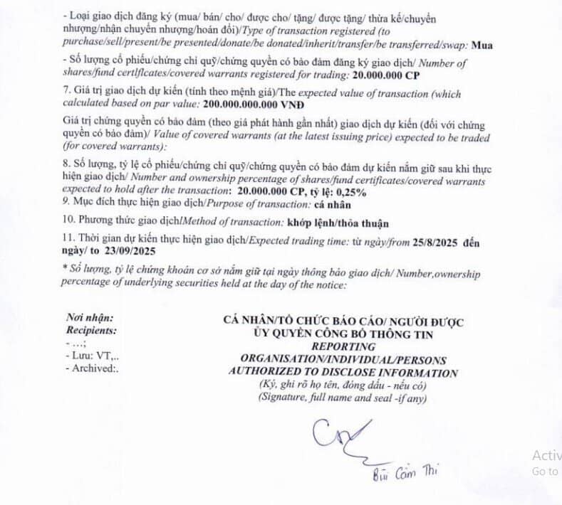 Hai con gái Phó Chủ tịch VPBank đăng ký mua 40 triệu mua cổ phiếu