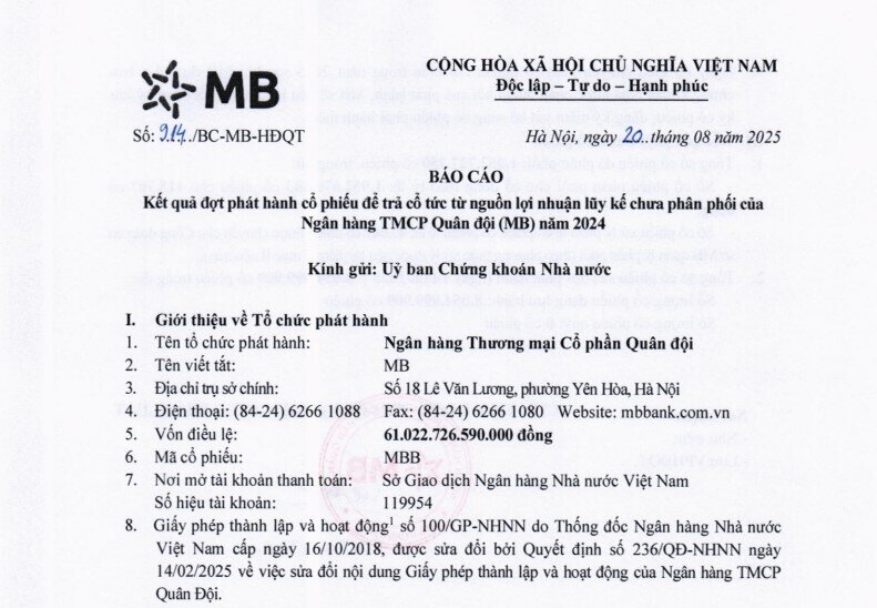 MBB nâng vốn điều lệ lên gần 81.000 tỷ đồng
