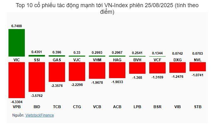 Nhịp đập Thị trường 25/08: VN-Index đánh mất hơn 31 điểm, bộ đôi VIC và VHM lội ngược dòng