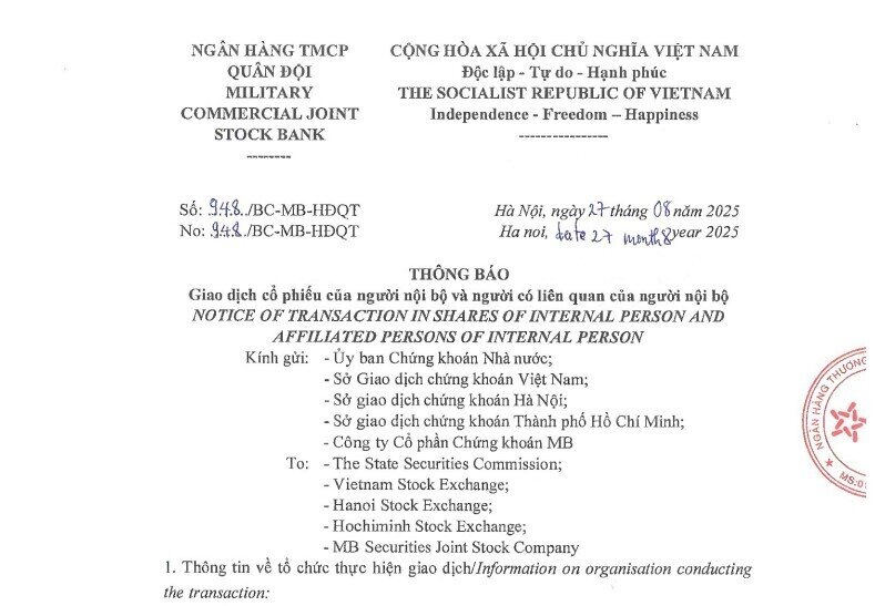 MB đăng ký bán khớp lệnh 60 triệu cổ phiếu MBS