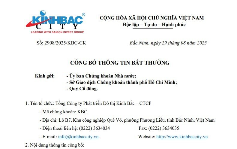 KBC ‘rót’ 1.350 tỷ đồng góp vốn thành lập công ty con