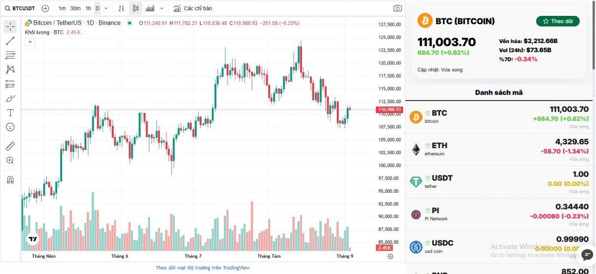Bitcoin trở lại mốc 111.000 USD