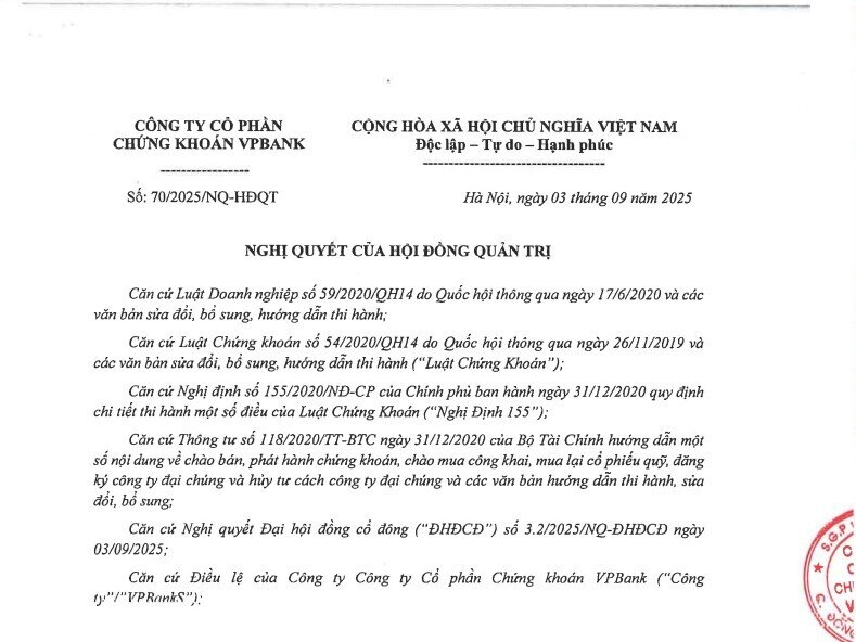 VPBankS sẽ chào bán tối đa 25% cổ phần trong đợt IPO