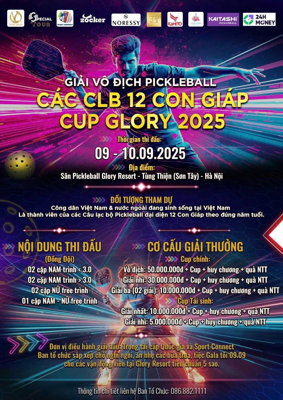 Giải Vô địch Pickleball các CLB 12 Con giáp - Cup Glory 2025: Công bố kết quả bốc thăm, chia bảng đấu minh bạch và đầy tính cạnh tranh