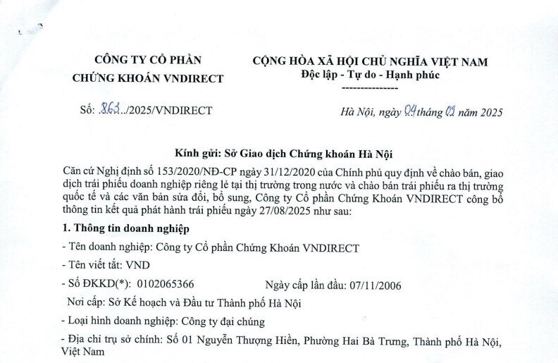 VNDirect huy động 250 tỷ đồng trái phiếu để cơ cấu nợ