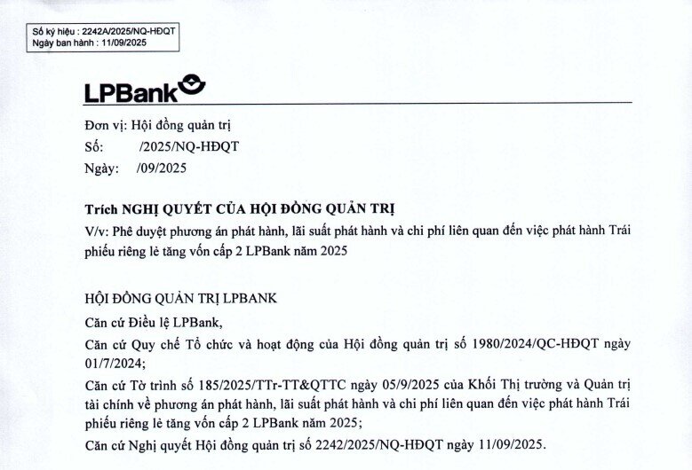LPBank dự kiến chào bán 5.000 tỷ đồng trái phiếu để tăng vốn cấp 2