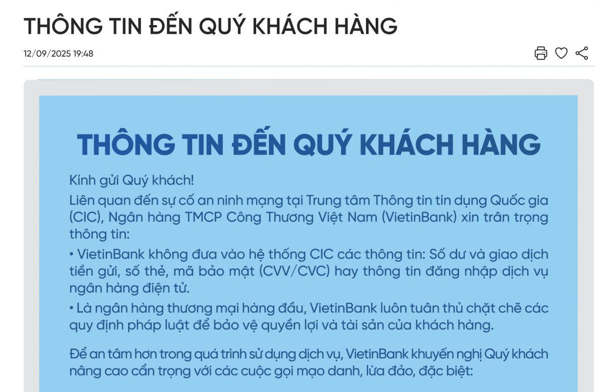 Big 4 ngân hàng đồng loạt phát cảnh báo sau sự cố CIC