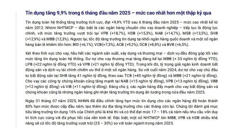 3 ngân hàng được dự báo tăng trưởng tín dụng 25-30%