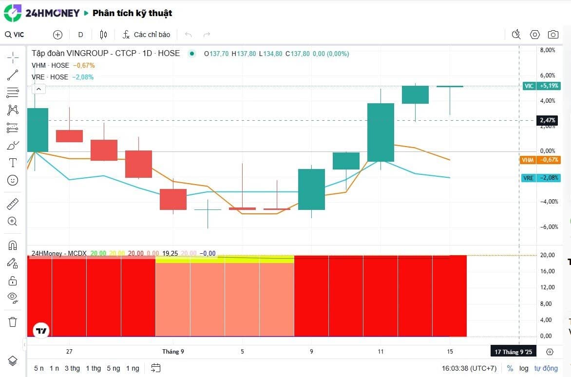 VIC, VHM lọt Top 3 doanh nghiệp lớn nhất sàn chứng khoán