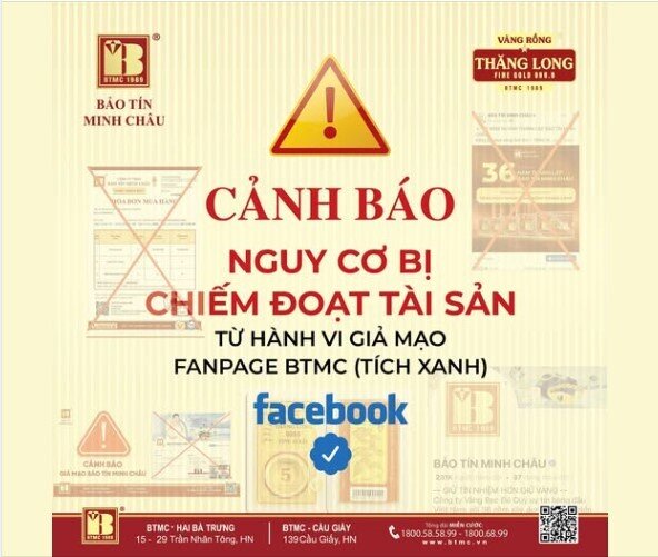 Bảo Tín Minh Châu cảnh báo khẩn về thông tin khuyến mãi tặng vàng