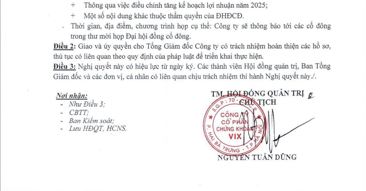 VIX sắp họp ĐHĐCĐ bất thường bàn việc tăng kế hoạch lợi nhuận năm 2025
