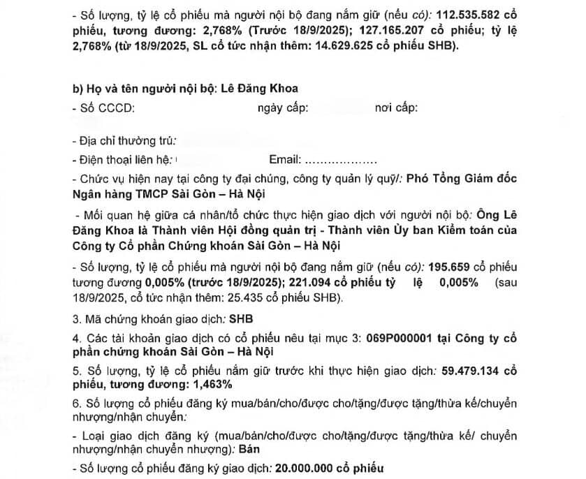 SHS 'đổi ý', giữ lại toàn bộ 20 triệu cổ phiếu SHB