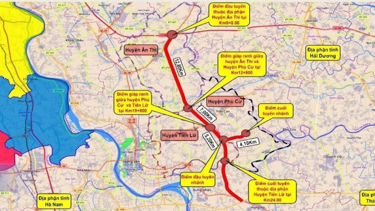 Địa ốc Hưng Yên hưởng lợi từ tuyến đường gần 3.000 tỷ đồng