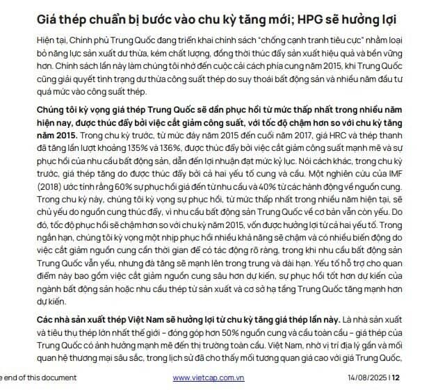 Giá thép chuẩn bị bước vào chu kỳ tăng mới, HPG sẽ hưởng lợi?