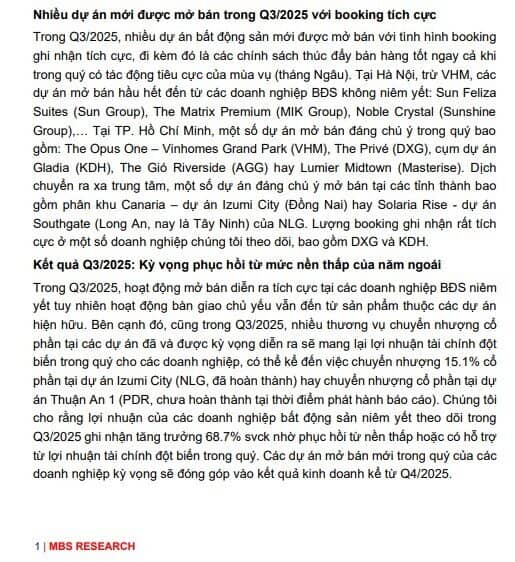 Dự báo lợi nhuận quý 3/2025 của nhiều công ty BĐS sẽ tăng bằng lần, Top 1 tăng 504%