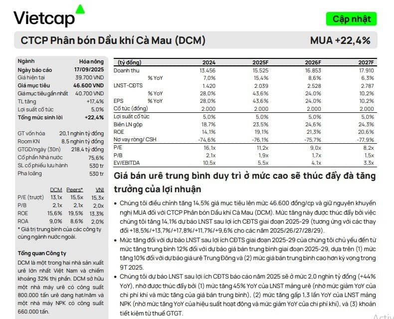 DPM và DCM có định giá hấp dẫn khi giá urê leo thang