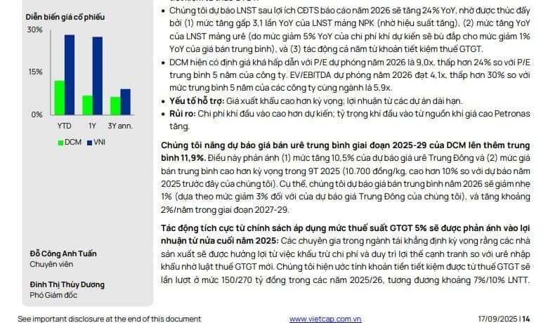 DPM và DCM có định giá hấp dẫn khi giá urê leo thang