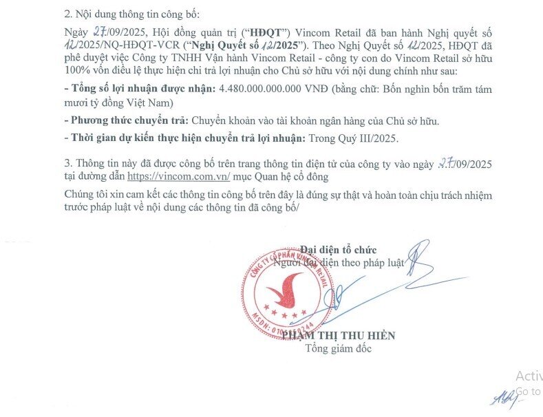 Cổ phiếu VRE tăng kịch trần trước thông tin sắp nhận gần 4.500 tỷ cổ tức