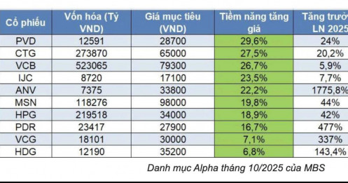 10 cổ phiếu đáng mua trong tháng 10, cơ hội tăng giá đến 30%
