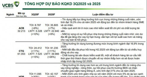 VCBS: Lợi nhuận một số ngân hàng quý 3/2025 sẽ tăng mạnh